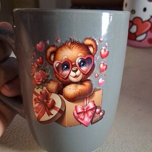 Gray Teddy Bear Heart Mug